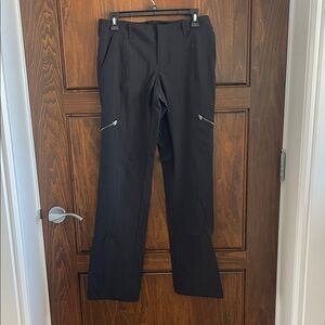 Black Straight-Leg Zip Pocket Dress Pants